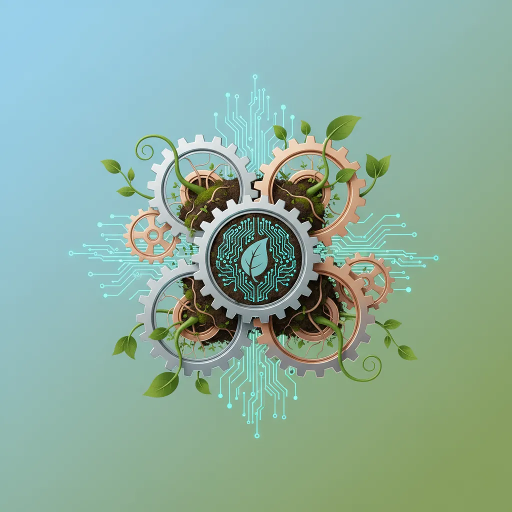 Abstract representation of AI and nature in agriculture