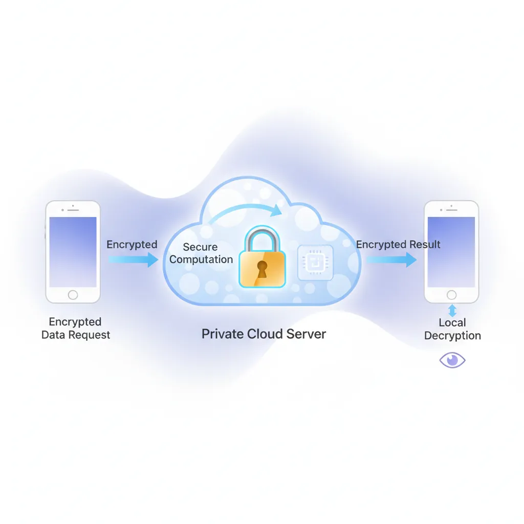 A diagram showing how Private Cloud Compute works to protect user data with Apple Intelligence.