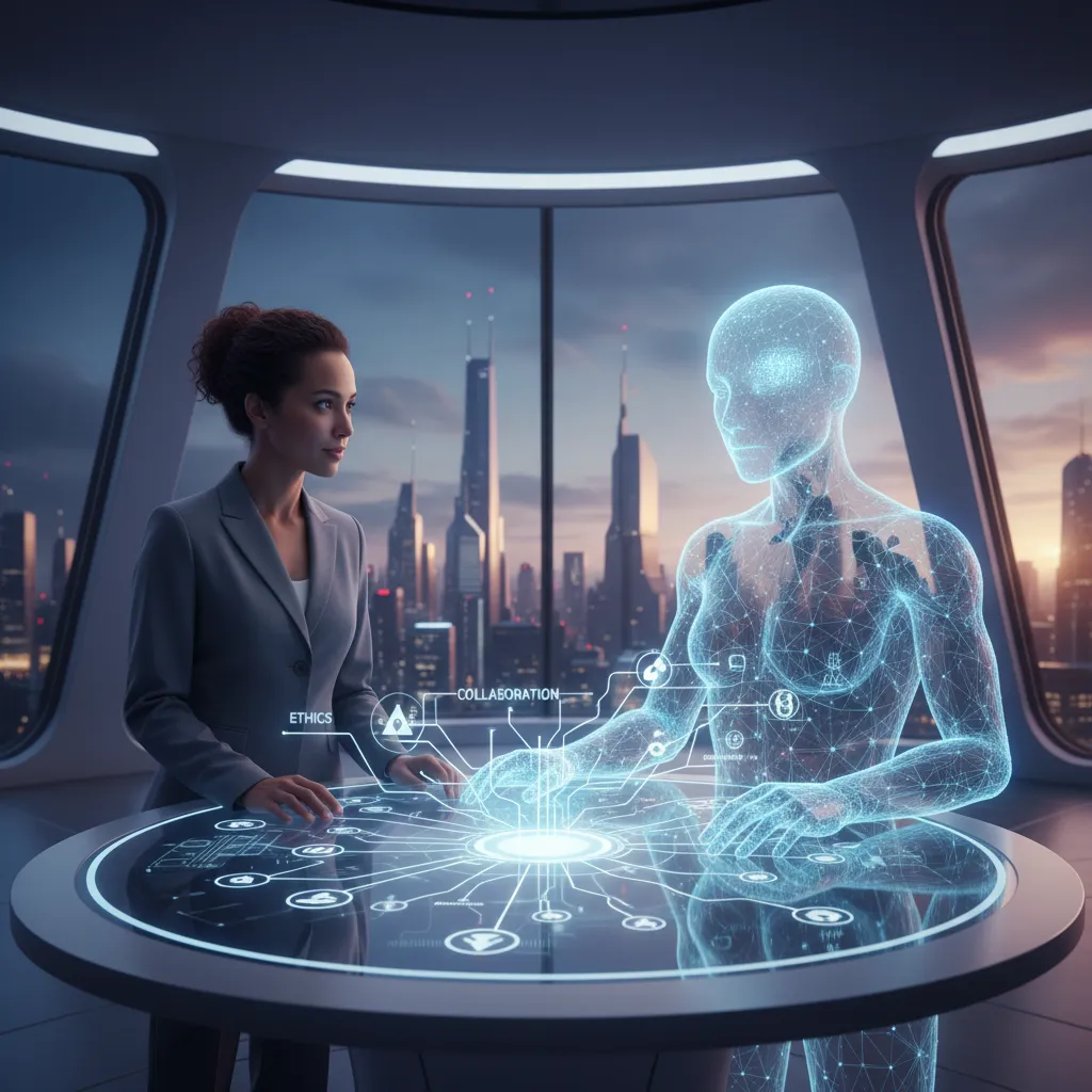 Human and AI interface discussing ethical considerations
